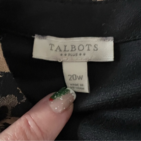 Talbots size 20 black dress with animal print trim - Picture 13 of 15